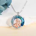 wholesale 925 Sterling Silver Blue Crystal Ballerina Saxophone Pendant Necklace-0-3