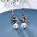 wholesale 925 Sterling Silver Plated Rose Gold Metal Freshwater Pearl Summer Beach Earrings with Palm Trees and Seagulls Design-0-4