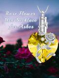 wholesale 925 Sterling Silver Birthstone Heart Rose Flower Urn Necklace for Ashes Memorial Jewelry-0-4