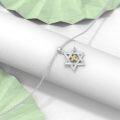 wholesale 925 Sterling Silver Cross & Star of David Pendant Necklace with Cubic Zirconias for Women-0-2