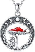 wholesale 925 Sterling Silver & Stone Mushroom Pendant Necklace for Women, Adjustable 18+2-0-0