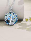 TOUPOP Sterling Silver Tanzanite Tree Of Life Birthstone Necklace-0-2