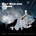 wholesale 925 Sterling Silver Moon and Wolf Pendant Necklace with Black Onyx for Women-0-5