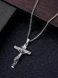 wholesale 925 Sterling Silver Crucifix Pendant Necklace for Men - INRI Design (24 Length)-0-4