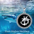 wholesale 925 Sterling Silver Shark Anchor Pendant Necklace for Men Women s 48cm Chain Length-0-4