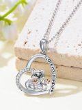 wholesale 925 Sterling Silver I Love You Forever Cat and Kitten Heart Pendant Necklace s for Women Mom-0-1
