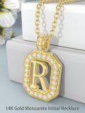 wholesale 14K Gold Moissanite A Z Letter Pendant Necklace for Women 16+2 -0-2