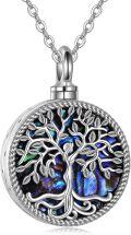 wholesale Sterling Silver Abalone Shell Opal Urn Necklace for Ashes Tree of Life Cremation Jewelry-0-6