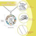 wholesale 925 Sterling Silver Rainbow Crystal Highland Cow Pendant Necklace-0-2