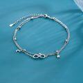 wholesale 925 Sterling Silver Double Chain Infinity Angel Wing Star Moon Anklet for Women-0-1