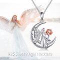 wholesale 925 Sterling Silver Angel with Moon and Rose Pendant Necklace for Women-0-4