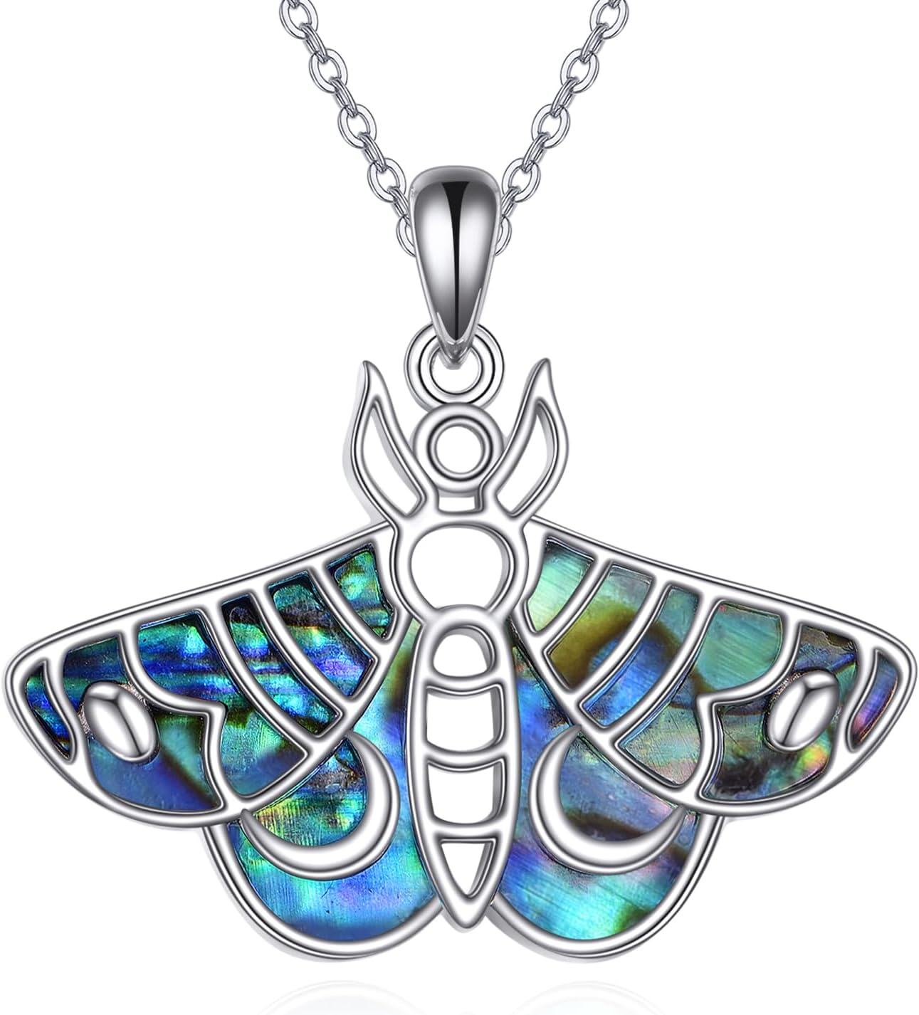 wholesale 925 Sterling Silver Abalone Shell Butterfly Pendant Necklace s for Women-0-0