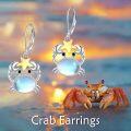 wholesale 925 Sterling Silver Crab Moonstone Drop Earrings with Star Charm for Women Girls Gift-0-4