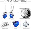 wholesale 925 Sterling Silver Blue Crystal Sloth Heart Drop Earrings-0-5