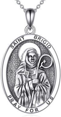 wholesale 925 Sterling Silver Saint Brigid Medal Pendant Necklace for Men & Women-Saint Brigid