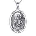 wholesale 925 Sterling Silver Saint Brigid Oval Pendant Necklace-0-0