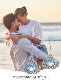 wholesale 925 Sterling Silver Blue Moonstone Filigree Drop Earrings for Women-0-4