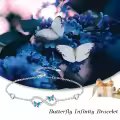 TOUPOP Sterling Silver Blue Opal Butterfly Infinity Bracelet Adjustable Gift-0-4