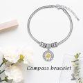 wholesale S925 Sterling Silver Inspirational Graduation Snake Bracelet, College Masters Nursing Graduation Gifts for Her, 6.5-8.5 (Compass Bracelet)-0-5