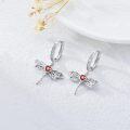 wholesale 925 Sterling Silver Red Crystal Dragonfly Heart Celtic Huggie Hoop Dangle Earrings-0-2