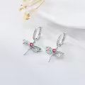 wholesale 925 Sterling Silver Red Crystal Dragonfly Heart Celtic Huggie Hoop Dangle Earrings Wholesale-0-2