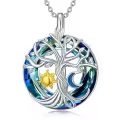 TOUPOP Sterling Silver Crystal Sun Moon Tree Of Life Necklace-0-0