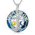 TOUPOP Sterling Silver Crystal Sun Moon Tree Of Life Necklace-0-0