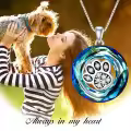TOUPOP Sterling Silver Crystal Dog Cat Paw Print Necklace Gift-0-1