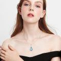 wholesale 925 Sterling Silver Cremation Urn Pendant Necklace Celtic Knot Blue Opal Teardrop Platinum Plated-0-3