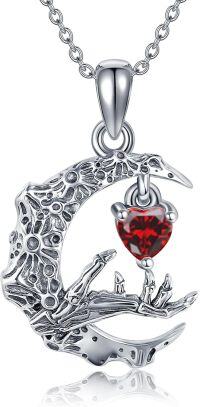 wholesale 925 Sterling Silver Crescent Moon Heart Pendant Necklace-Modern