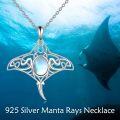 wholesale 925 Sterling Silver Blue Moonstone Manta Ray Pendant Necklace-0-2