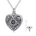wholesale 925 Sterling Silver Heart Sunflower Urn Necklace for Ashes Women Men Keepsake Jewelry to Honor Loved Ones-0-0