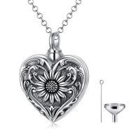 wholesale 925 Sterling Silver Heart Sunflower Urn Necklace for Ashes Women Men Keepsake Jewelry to Honor Loved Ones-A-Sunflower a-locket only
