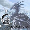 wholesale 925 Sterling Silver Crescent Moon Dragon Pendant Necklace for Women Men Gothic Style  48cm Chain Length-0-5