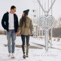 wholesale 925 Sterling Silver Heart-Shaped Key Pendant Necklace with Tree of Life Design for Women-0-1