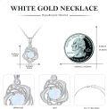 wholesale 14K Gold Moissanite & Opal White Rose Necklace for Women, Romantic Gift for Her, 16 Chain with 2 Extender-0-1