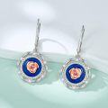 wholesale 925 Sterling Silver Blue Rose Drop Dangle Leverback Earrings with Cubic Zirconia Stones for Women Girls Gifts-0-1