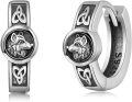 wholesale 925 Sterling Silver Wolf Head Huggie Hoop Earrings for Men Women 3cm Diameter-0-0
