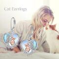 wholesale 925 Sterling Silver Heart Shaped Mermaid and Cat Pendant Leverback Earrings Gift for Her-0-8