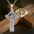 wholesale 925 Sterling Silver Celtic Knot Cross Pendant Necklace with Cubic Zirconia Accent for Women and Men - Religious Christian -0-4