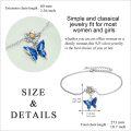 wholesale 925 Sterling Silver Blue Enamel Butterfly Flower Charm Anklet Bracelets for Women Girl's-0-4