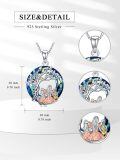 wholesale 925 Sterling Silver Family Tree Mother Children Blue Cubic Zirconia Pendant Necklace-0-3