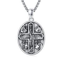 wholesale 925 Sterling Silver Archangel Medals St Pendant Necklace for Men Women-46-St Michael Four Saints(3-oval silver)