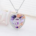 wholesale 925 Sterling Silver Purple Crystal Heart Pendant with Rose Gold Plated Number 60 Birthstone  for Mother's Day/Women/Girls/Grandma/Mom/Daughter/Birthday Present-0-3