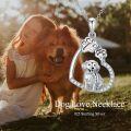 wholesale 925 Sterling Silver Dog and Cat Heart with Paw Prints Pendant Necklace-0-2