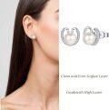 wholesale 925 Sterling Silver Round Freshwater Pearl and Cubic Zirconia Stud Earrings for Women/Mom/Wife-0-5