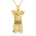 wholesale Gold 925 Sterling Silver CZ Yorkshire Terrier Dog Breed Pendant Necklace for Pet Lovers-0-0