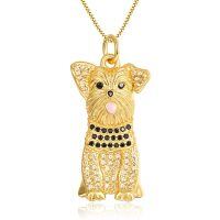 wholesale Gold 925 Sterling Silver CZ Yorkshire Terrier Dog Breed Pendant Necklace for Pet Lovers-Yorkshire