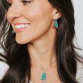 wholesale 925 Sterling Silver Natural Turquoise and Amber Bird Drop Earrings - Native American Style-0-10