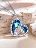 wholesale 925 Sterling Silver Blue Crystal Heart Pendant Necklace for Sisters Forever Friendship s-0-2